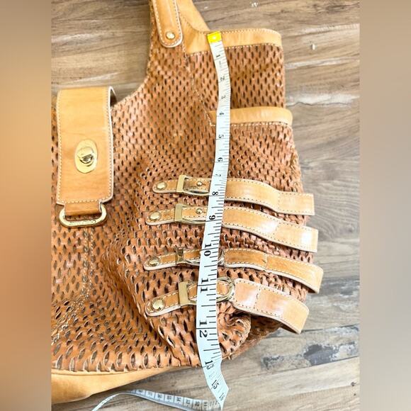 Jimmy Choo bardia bag brown leather hobo shoulder bag perforated leather luxury - Picture 15 of 16